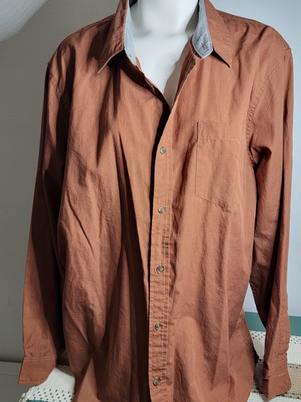 Lee Brand Men's Rust Brown Button-Up Shirt
